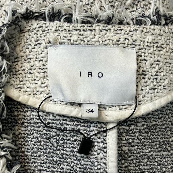 Iro Paris Cream Agnette Tweed Distressed Jacket Women Size 34 - Picture 12 of 13
